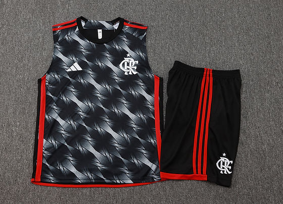 Kit Treino Flamengo Regata Preta e Short Preto 2025/26 Adidas