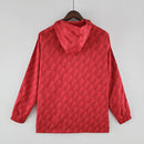 Jaqueta corta vento vermelha do Flamengo Adidas 2022 com capuz e zíper completo