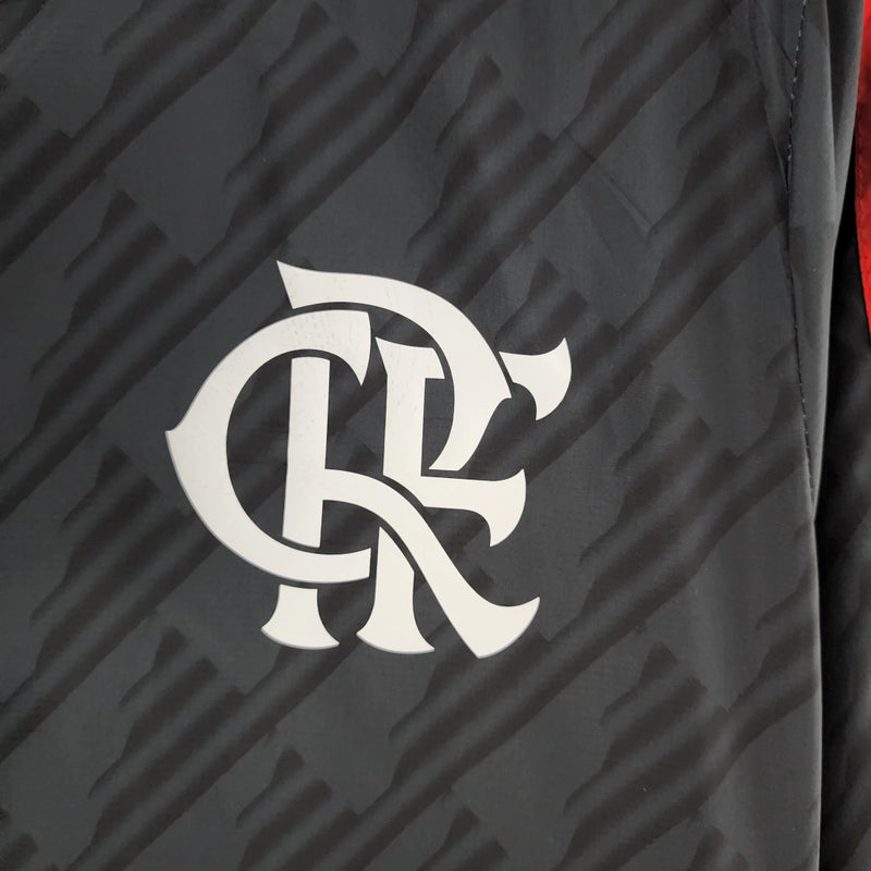 Jaqueta corta vento preta do Flamengo modelo 2022 com zíper frontal e bolsos laterais