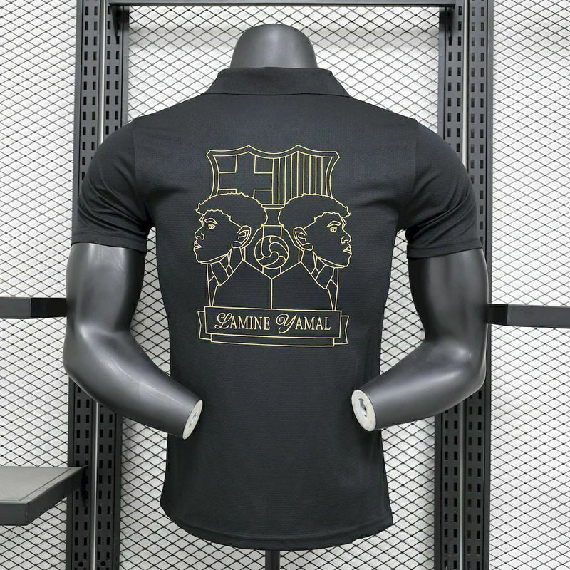 Camisa Barcelona Edição Lamine Yamal 2024/25 Versão Jogador Masculina preta, uniforme de colecionador disponível na Wazemix
