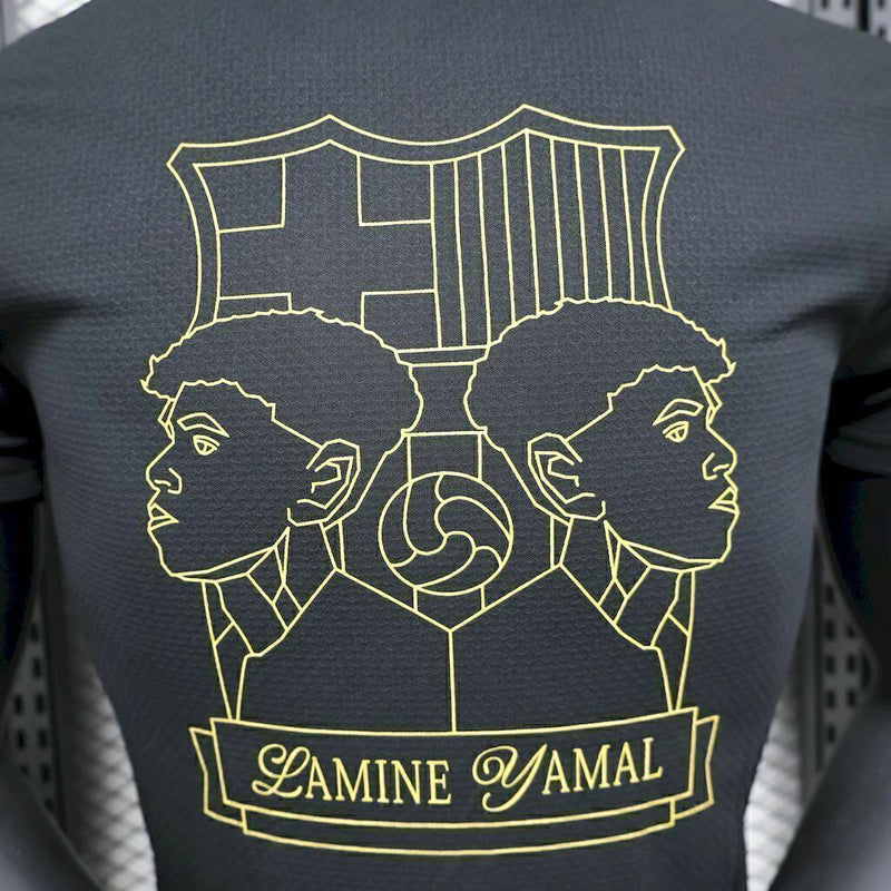 Camisa Barcelona Edição Lamine Yamal 2024/25 Versão Jogador Masculina preta, uniforme de colecionador disponível na Wazemix
