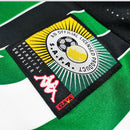 Camisa Retrô Seleção África do Sul Copa 1998 Torcedor Masculina - modelo preto, inspirado no uniforme clássico de 1998, escudo da seleção em destaque e design nostálgico para colecionadores e torcedores.