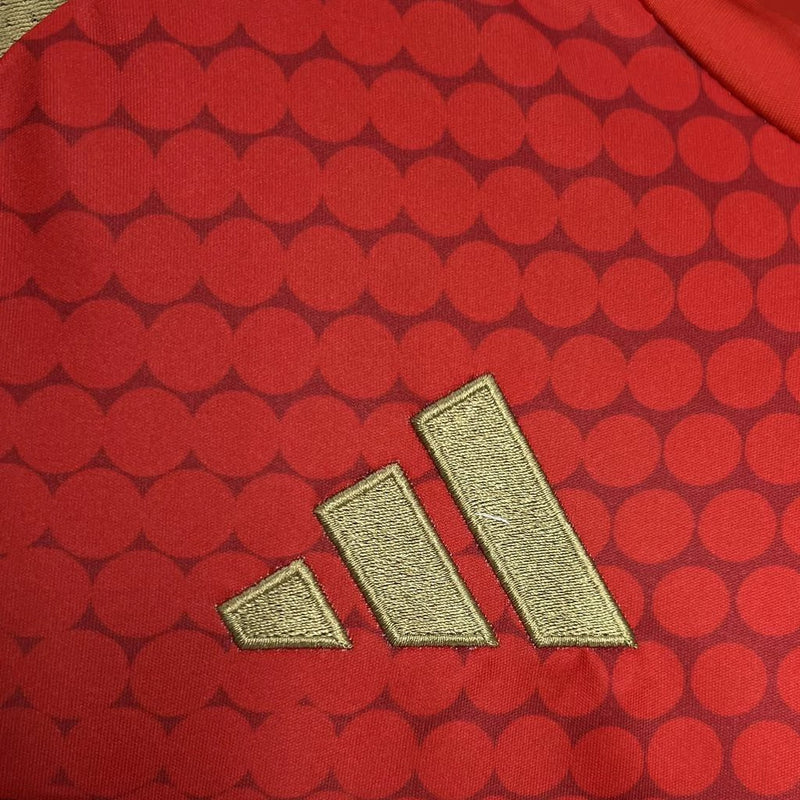 Camisa Al-Ahly Home I 2024/25 Adidas Torcedor Masculina - modelo vermelho, uniforme principal do clube egípcio, escudo em destaque e design moderno assinado pela Adidas.