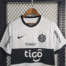 Camisa Olimpia Home I 2023/24 Nike Torcedor Masculina - modelo branco, uniforme principal do clube paraguaio, escudo em destaque e design clássico 