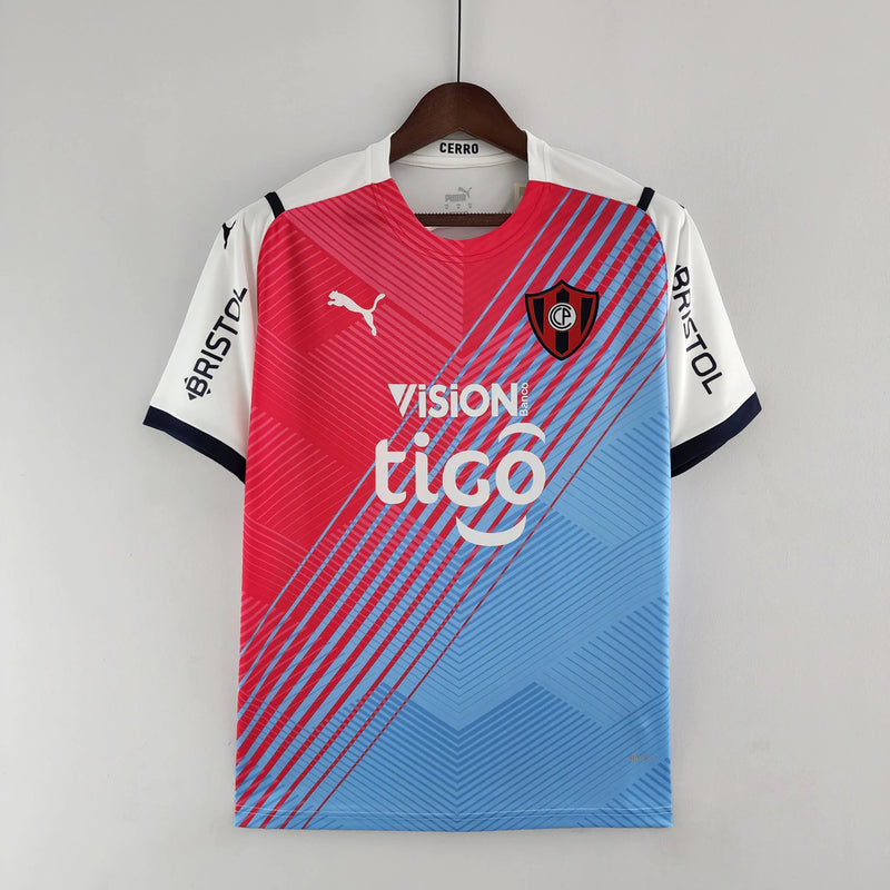 Camisa Cerro Porteño Away II 2022/23 Puma Torcedor Masculina - modelo branco, uniforme de visitante do clube paraguaio, escudo em destaque e design moderno 