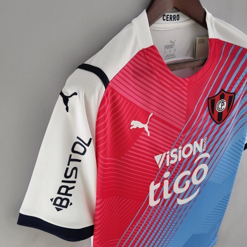 Camisa Cerro Porteño Away II 2022/23 Puma Torcedor Masculina - modelo branco, uniforme de visitante do clube paraguaio, escudo em destaque e design moderno 