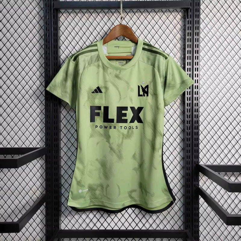 Camisa Los Angeles FC Away II 2023/24 Adidas Torcedor Feminina - modelo verde, uniforme de visitante do clube norte-americano, escudo em destaque e design moderno assinado pela Adidas.