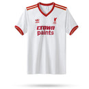 Camisa Retrô Liverpool Away II 1985/86 Adidas Torcedor Masculina - modelo branco, uniforme de visitante clássico da temporada, com escudo em destaque e design nostálgico que celebra a tradição e história do clube inglês.
