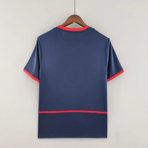 Camisa Arsenal Away II 2002/04 Nike Retrô Masculina azul, uniforme reserva retrô, segunda camisa Arsenal anos 2000, modelo torcedor