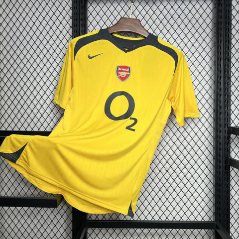 Camisa Arsenal Away II 2005/07 Nike Retrô Masculina amarela, uniforme reserva Arsenal retrô, modelo 2005 2006 2007, camiseta futebol Arsenal amarela