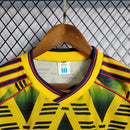 Camisa Arsenal Banana Away II 1992/93 Adidas Retrô Masculina amarela e verde com padrão clássico e design histórico.