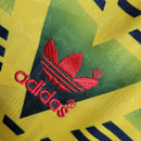 Camisa Arsenal Banana Away II 1992/93 Adidas Retrô Masculina amarela e verde com padrão clássico e design histórico.