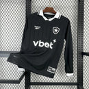 Camisa Botafogo Away II 2025/26 Reebok Torcedor Manga Longa Masculina preta com detalhes brancos, escudo do Botafogo e logo Reebok.