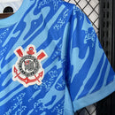 Camisa Corinthians goleiro 2024 2025 nome torcedor masculina azul com tecnologia Dri-Fit e escudo do clube em destaque 