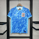 Camisa Corinthians goleiro 2024 2025 nome torcedor masculina azul com tecnologia Dri-Fit e escudo do clube em destaque 