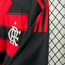 Camisa Flamengo Home I 2025/26 Adidas Torcedor masculina nas cores vermelho e preto, com faixas horizontais e tecnologia AEROREADY.