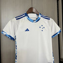 Kit Infantil Cruzeiro Away 2024/25 Branco Adidas - Camisa, shorts e meias oficiais para crianças de 3-4 a 12-13 anos