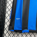 "Camisa Inter de Milão Home I 2009/2010 Nike Retrô Masculina azul e preta com escudo bordado e listras clássicas"