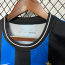 "Camisa Inter de Milão Home I 2009/2010 Nike Retrô Masculina azul e preta com escudo bordado e listras clássicas"