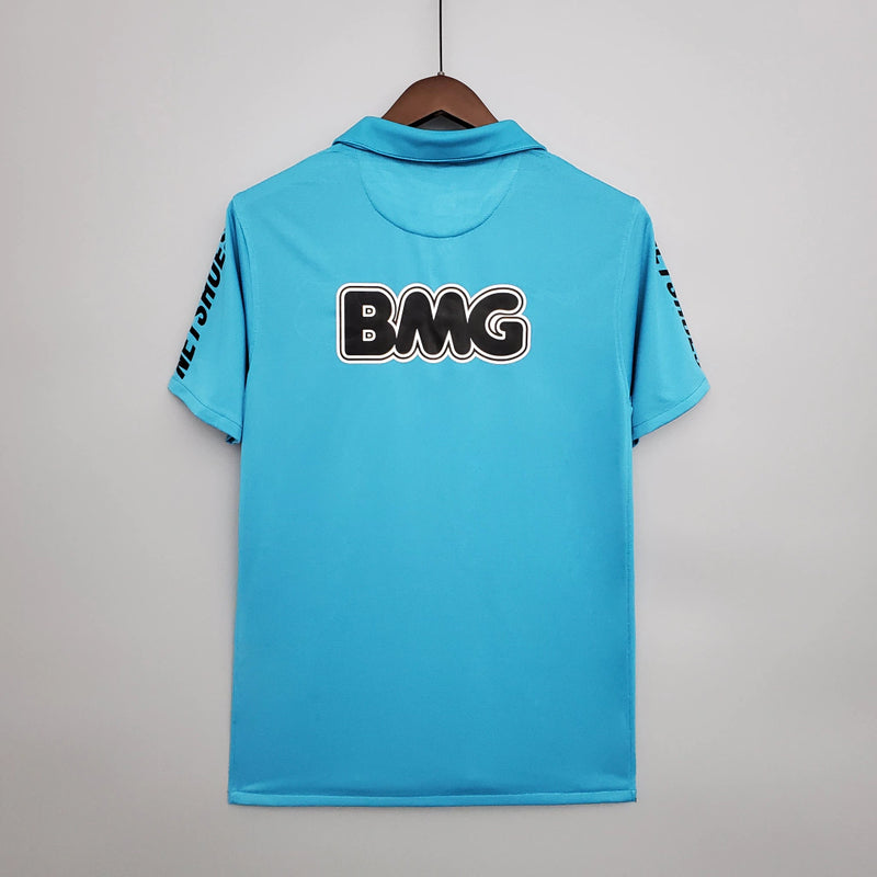 Camisa Santos Away II 2012/13 Nike Retrô Masculina azul com detalhes brancos e escudo bordado