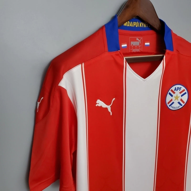Camisa paraguai home 2020/21 Puma Torcedor masculina nas cores branco e vermelho 