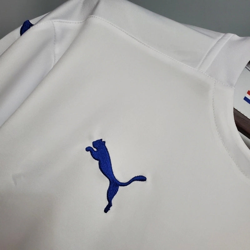 Compre a Camisa paraguai away 2020/21 Puma Torcedor masculina branca com detalhes vermelho e azul