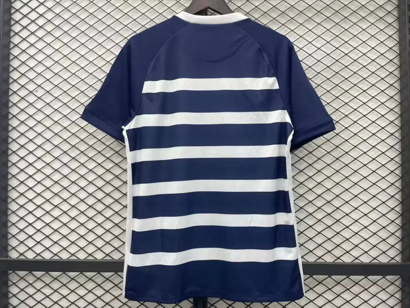 Camisa Retrô Corinthians III 2014 2015 Azul e branca com escudo bordado e gola polo, inspirada na terceira camisa histórica do timão costa