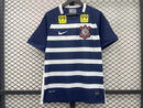 Camisa Retrô Corinthians III 2014 2015 Azul e branca com escudo bordado e gola polo, inspirada na terceira camisa histórica do timão 