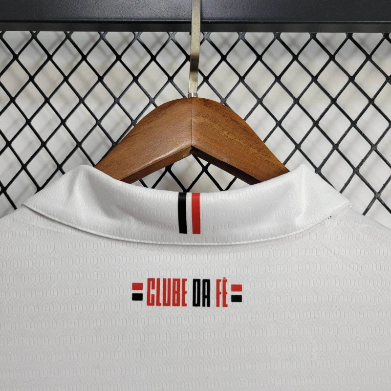Camisa São Paulo Home I 2024/25 New Balance Torcedor Masculina com cores clássicas vermelho, preto e branco