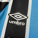 Camisa Grêmio Home 2024/25 Manga Longa Torcedor Masculina, listras azul, preto e branco, escudo bordado, modelo confortável e moderno