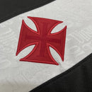 Camisa Vasco Home 2024/25 Torcedora Feminina Adidas preta e branca com faixa transversal e escudo bordado