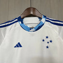 Kit Infantil Cruzeiro Away 2024/25 Branco Adidas - Camisa, shorts e meias oficiais para crianças de 3-4 a 12-13 anos