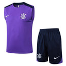 Kit Corinthians 2025 2026 com regata e short treino na cor roxa, ideal para atividades físicas