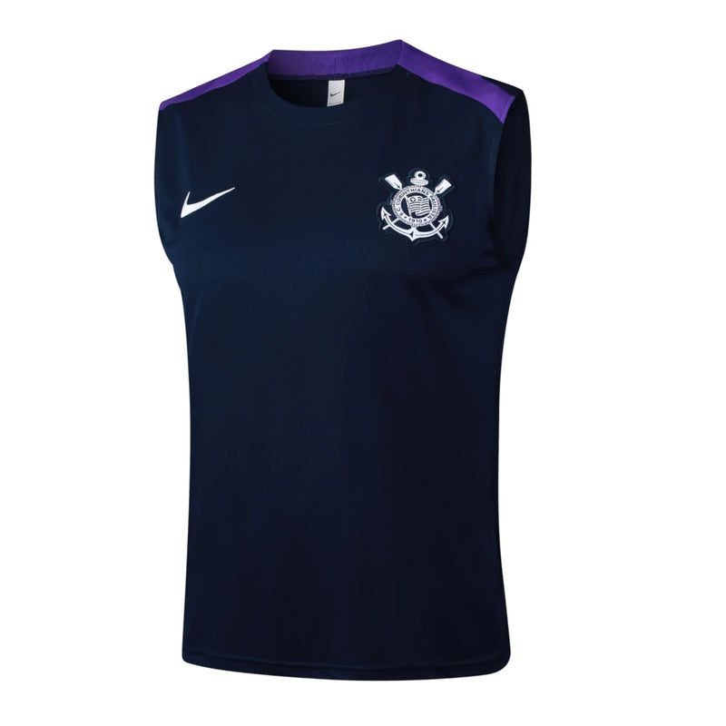 Kit Corinthians 2025/26 com regata e short de treino na cor azul marinho, modelo alternativo