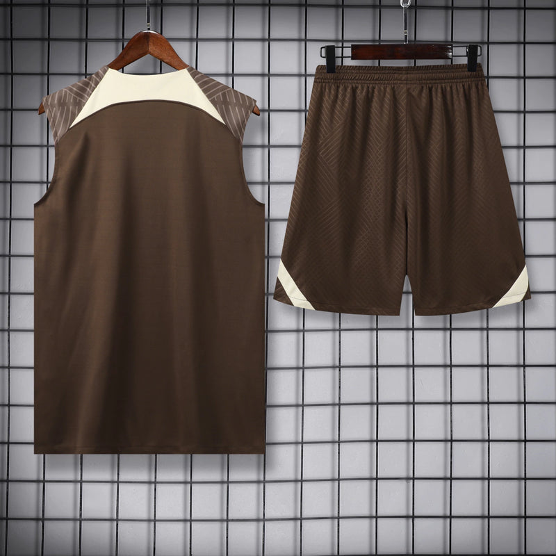 Kit treino Corinthians 2024 2025 2025 2025 Nike masculino com regata e shorts marrom - uniforme para treinos com tecnologia Dri - Fit