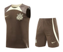 Kit treino Corinthians 2024 2025 2025 2025 Nike masculino com regata e shorts marrom - uniforme para treinos com tecnologia Dri - Fit