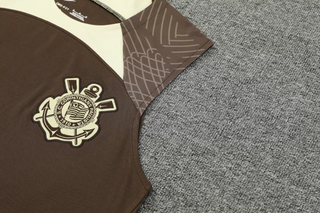 Kit treino Corinthians 2024 2025 2025 2025 Nike masculino com regata e shorts marrom - uniforme para treinos com tecnologia Dri - Fit