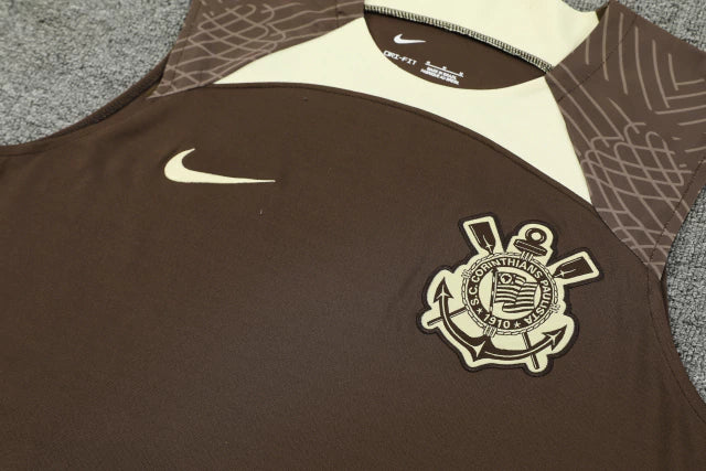 Kit treino Corinthians 2024 2025 2025 2025 Nike masculino com regata e shorts marrom - uniforme para treinos com tecnologia Dri - Fit