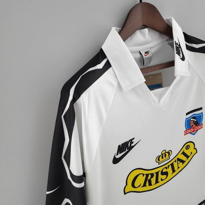 Camisa Colo-Colo Home I 1995/96 Nike Retrô Masculina Manga Longa Branca - uniforme clássico retrô de futebol chileno