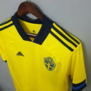 Camisa Suécia Home I 2020/21 Adidas masculina amarela com detalhes azuis, gola careca e tecido leve respirável para torcedores"