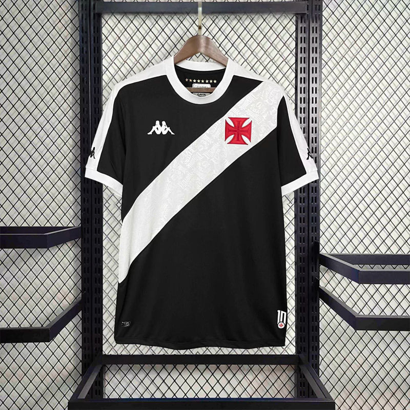 Camisa Vasco Home 2024/25 Torcedor Masculina Edição Dinamite Adidas oficial preta e branca com faixa transversal e escudo bordado