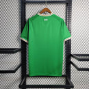 Camisa Irlanda Home I 2023/24 Castore masculina verde com detalhes em branco e laranja, gola careca, mangas curtas e tecido leve respirável para torcedores"