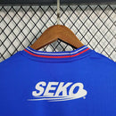 Camisa Rangers FC Home I 2023/24 Castore Torcedor Masculina Azul, uniforme moderno do clube escocês com escudo bordado e design elegante.