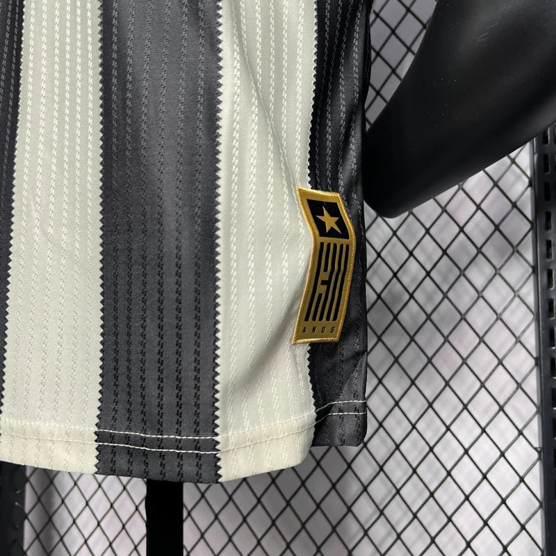 Camisa Botafogo Home 2024/25 Jogador Masculina Adidas oficial preta e branca com escudo bordado e listras verticais