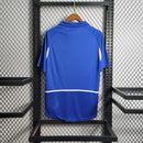 Uniforme retrô Brasil 2002 Nike Away II masculina azul para torcedores e colecionadores