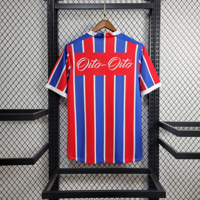 Camisa Bahia Edição Especial 88 2024/25 Torcedor Masculina frente completa, uniforme tricolor azul, vermelho e branco