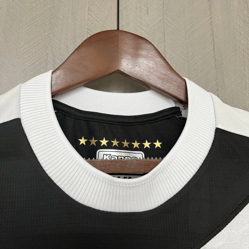 Camisa Vasco Home 2024/25 Torcedora Feminina Adidas oficial preta e branca com faixa transversal e escudo bordado