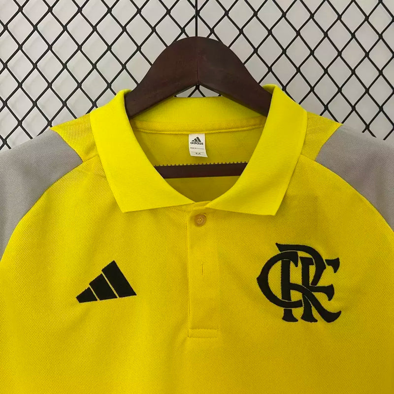 Camisa Polo Flamengo Atleta 2024/25 - Torcedor Masculino Adidas - Amarelo