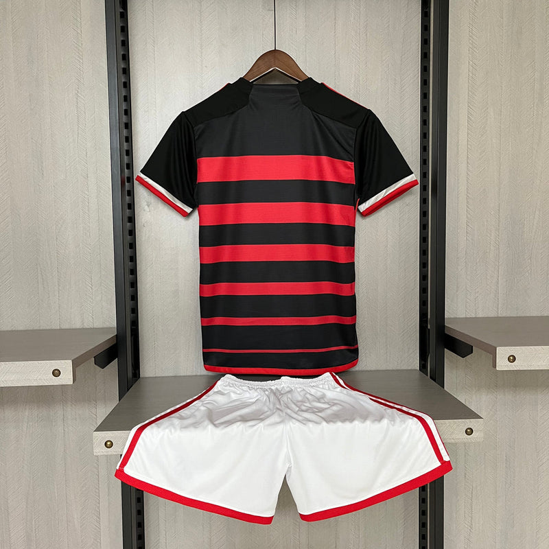 Kit Infantil Flamengo Home I 2024/25  Torcedor Adidas - Vermelho/Preto