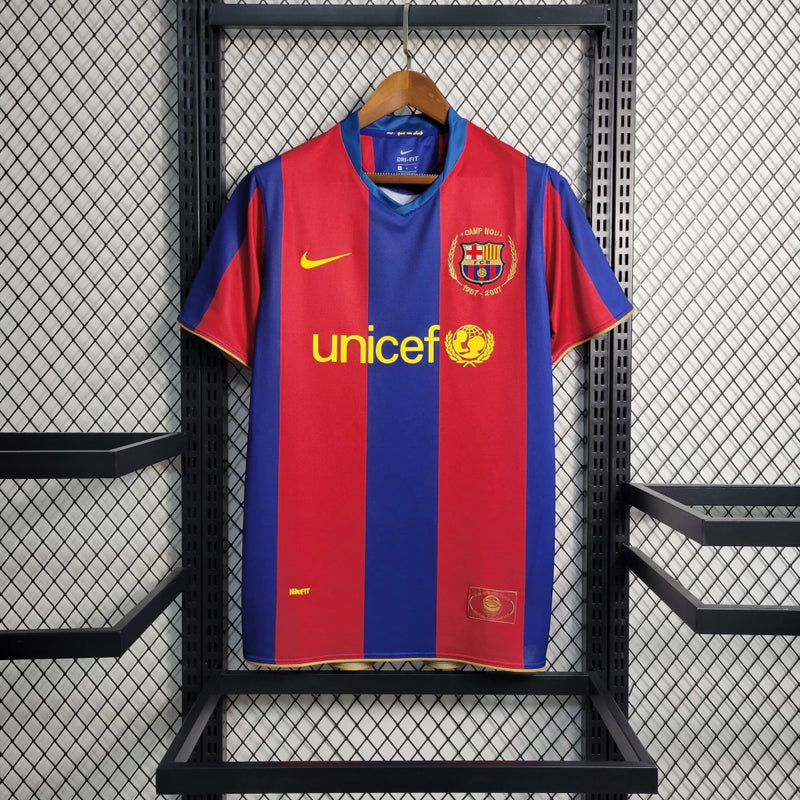 Camisa Barcelona Home I 07/08 Nike Retrô Masculina - Grená e Azul
